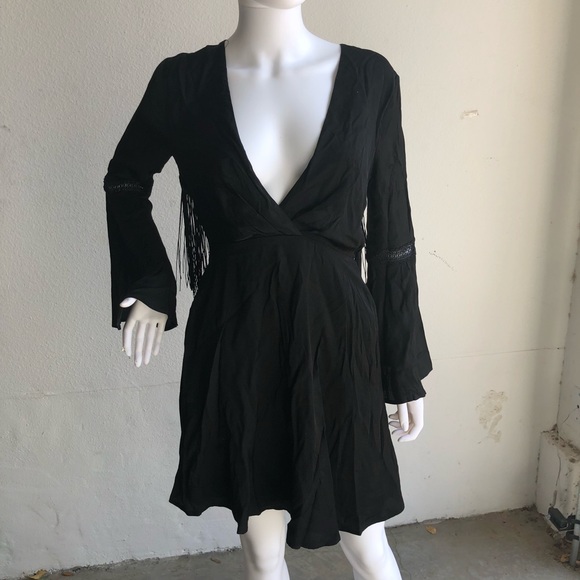 NWT Jetset Diaries Spartel Fringe Open Back Mini Dress Black M - Picture 14 of 16